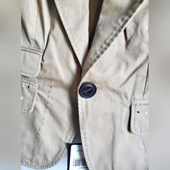 Dsquared2 Womens Cotton Beige Paint Splatter Long Sleeve Jacket Blazer Size 40 - Picture 5 of 15